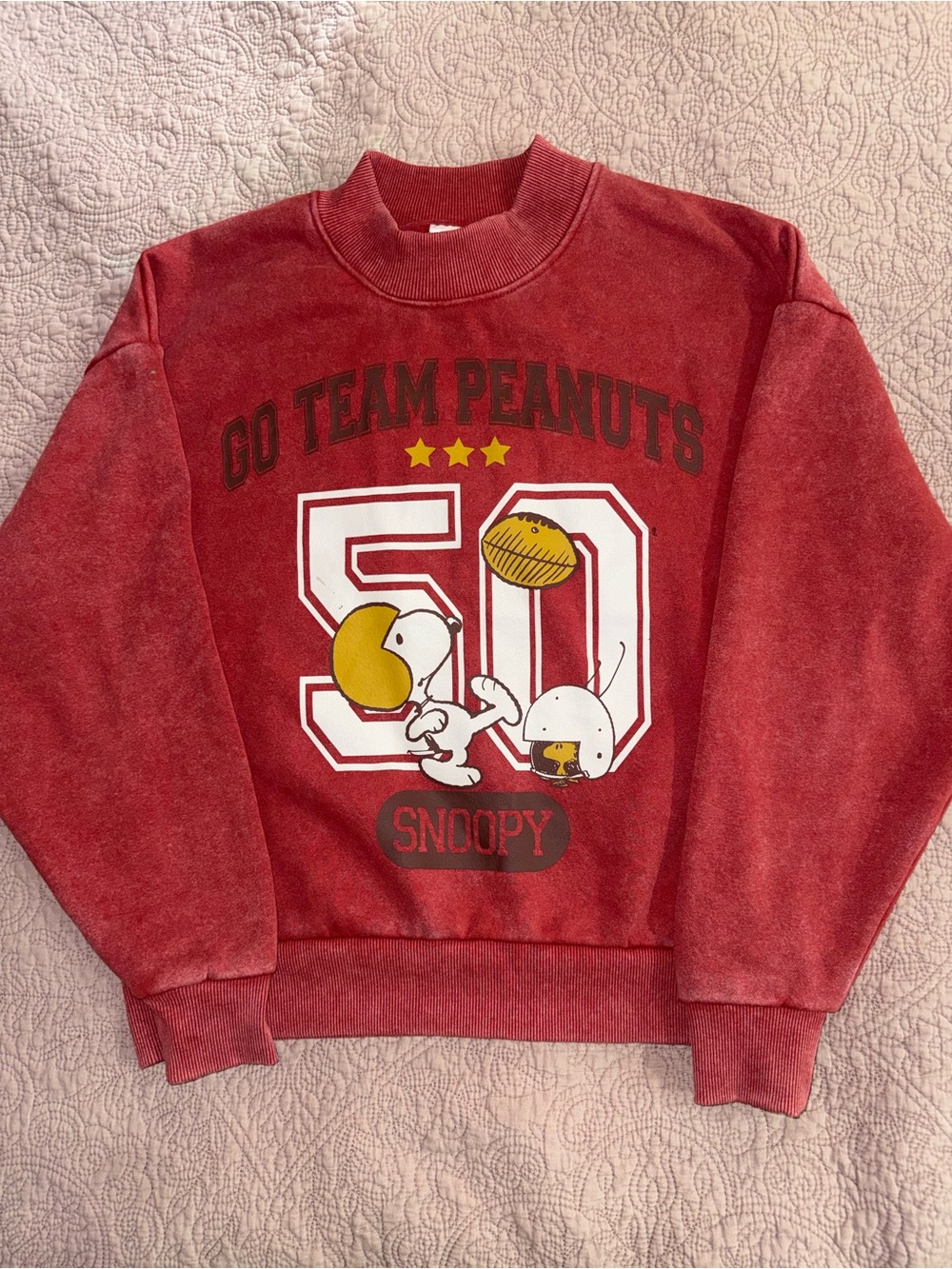 Peanuts Red 'Go Team Peanuts' Crewneck Sweatshirt with Snoopy Graphic